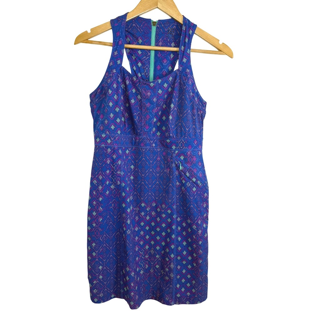 Title Nine‎ Athletic Mini Dress M Blue Purple Racerback Geometric Tennis Golf